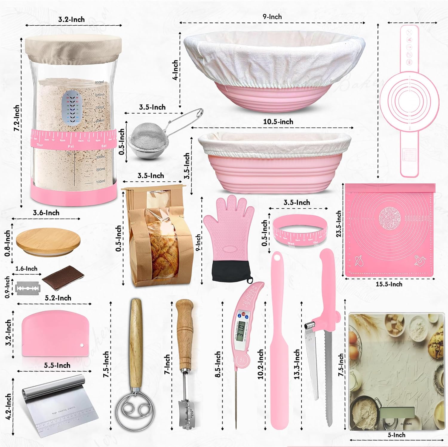 Sourdough Starter Kit, Sourdough Bread Baking Supplies, Bread Making Tools and Kit, Sourdough Proofing Basket