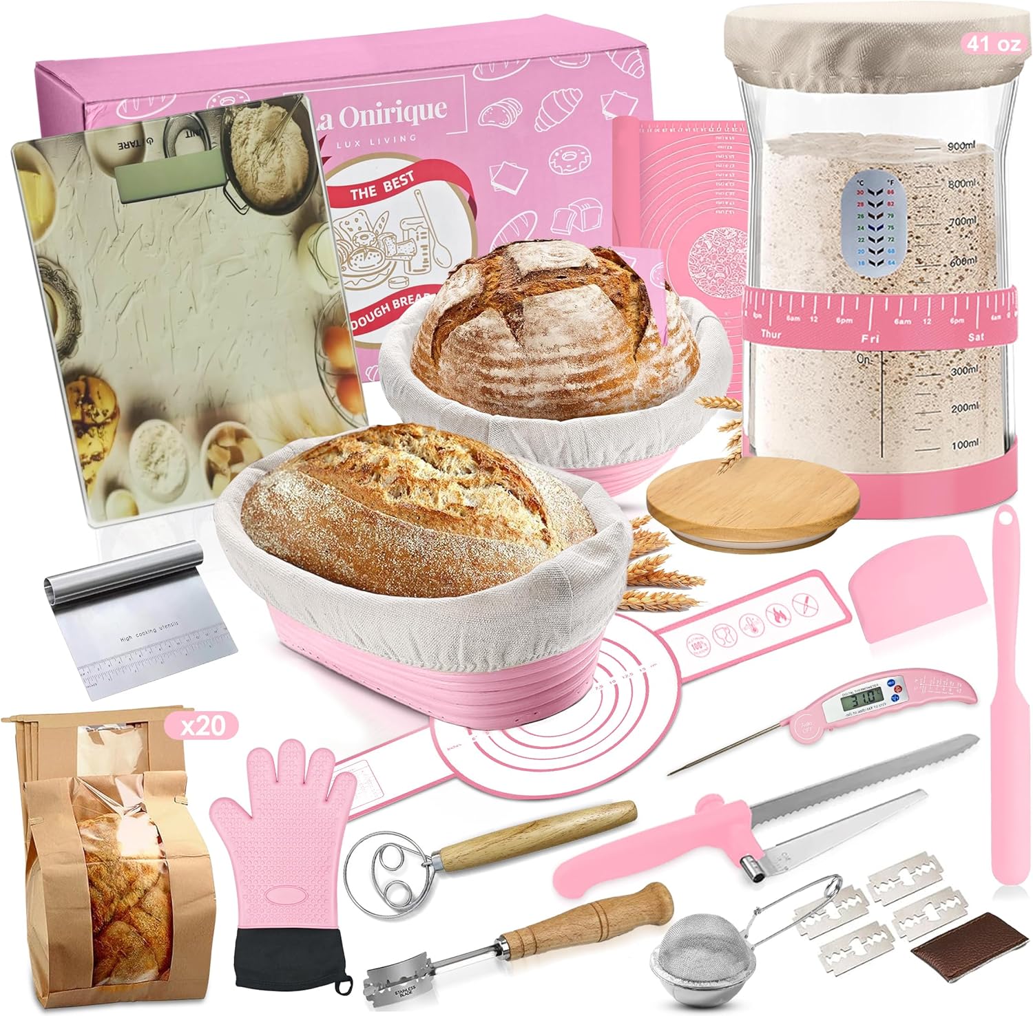 Sourdough Starter Kit, Sourdough Bread Baking Supplies, Bread Making Tools and Kit, Sourdough Proofing Basket